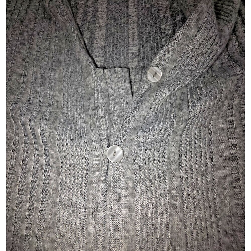 Absolutely Famous Ribbed, Button-Front Collared Sweater, Gray - Picture 3 of 8